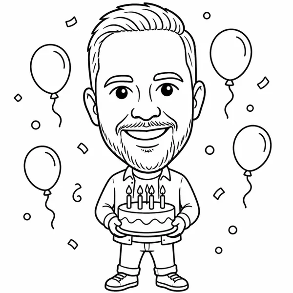 Birthday Celebrant caricature theme sample